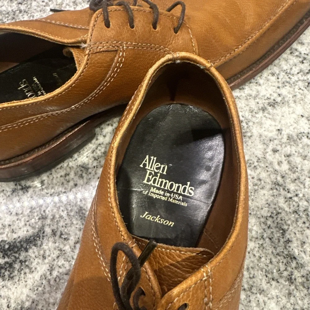 Allen Edmonds Jackson Shoes Mens 8 D Dress Oxfords Brown Pebbled Leather‎